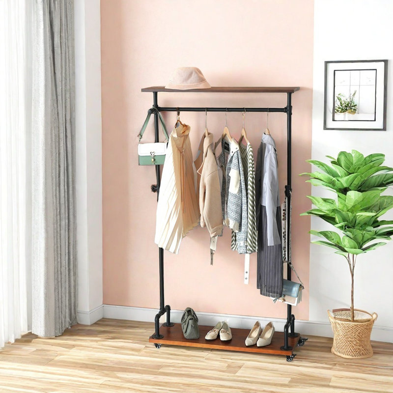 Clothing Rack Heavy Duty Commercial Garment Rack 70.9X39.4 Inch Rolling Clothes Rack Industrial Pipe Clothing Shelf With Wheels Garment Racks For Hanging Clothes Home Clothes Display Rack Retail?