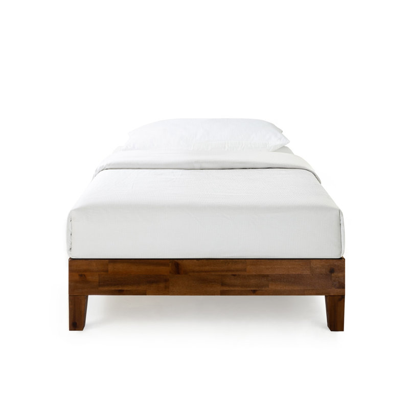 Lit plateforme en bois massif Amaryn, Espresso antique, Simple