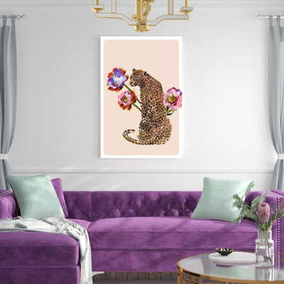 Guépard et fleurs - peinture sur toile tendue