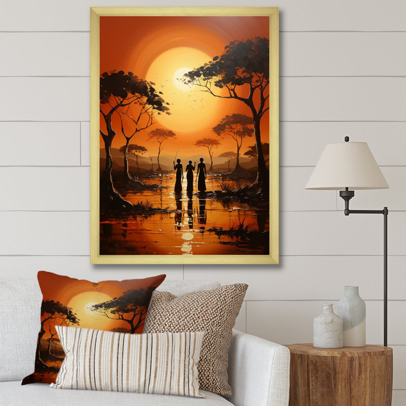 Boscawen African Savannah Serenade II, H 32 po x l 24 po x P 1 po, Encadrement doré