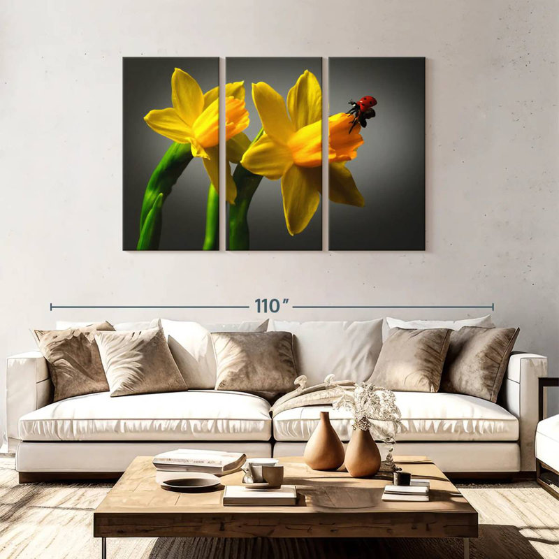 Harnek Ladybug On Daffodil, 48" H x 74" W