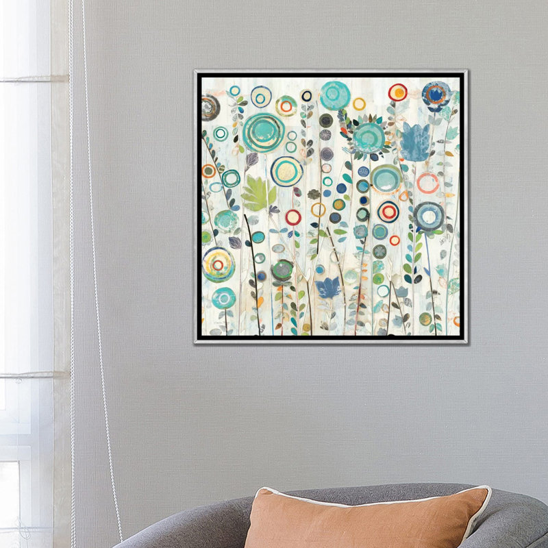 « ocean jardin i square », impression, H 26 po x l 26 po x p 1,5 po, Toile avec cadre argenté
