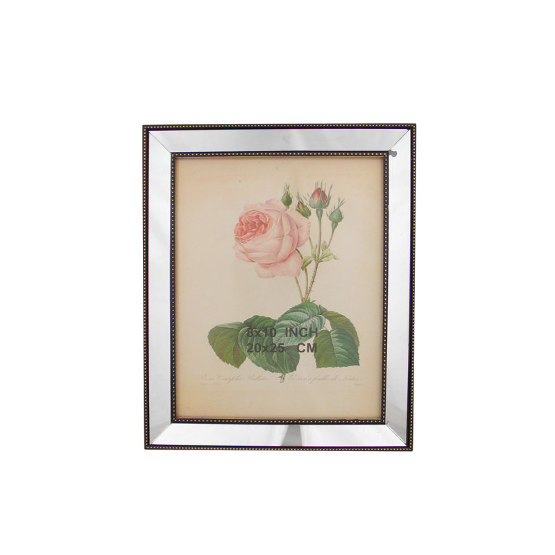 Cadre photo avec miroir en verre garniture cloutée, 11,75" H x 9,75" L x 0,75" D