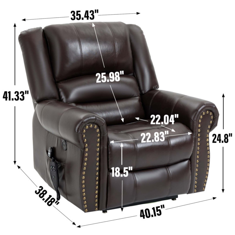 Power Lift Recliner Chair with Heat Massage, Dual Motor, Infinite Position, 350 LBS Capacity, USB Ports, and Faux Leather Upholstery