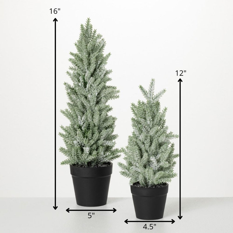 2 Piece Snowy Pine Tree Set
