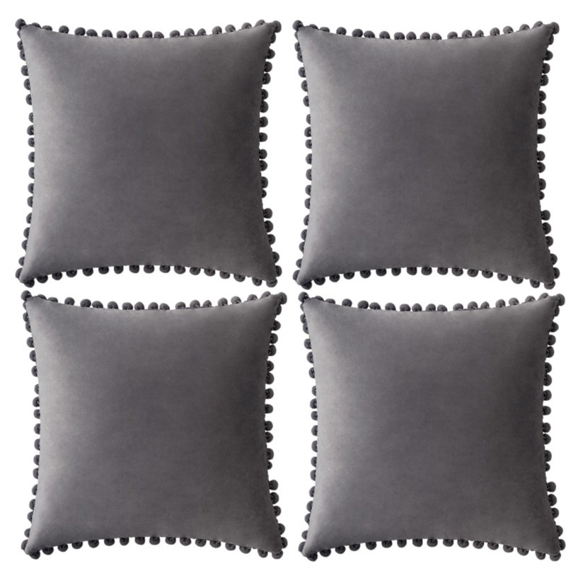 Velvet Throw Pillow Cover, Grey, 18" x 18", Pillow Cover Only - No Insert