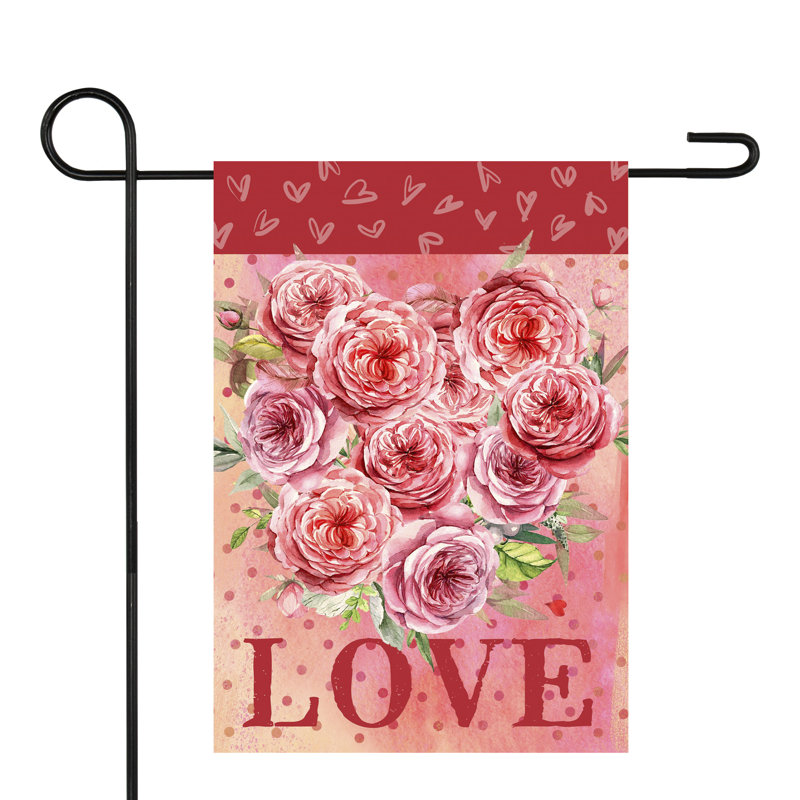 Drapeau de jardin 12,5 po x 18 po Love Rose Bouquet