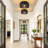 Rattan Ceiling Light Fixtures (12-Inch, LED Bulb Included) Hand-Woven Boho Flush Mount Ceiling Light Rattan Chandelier(Black)