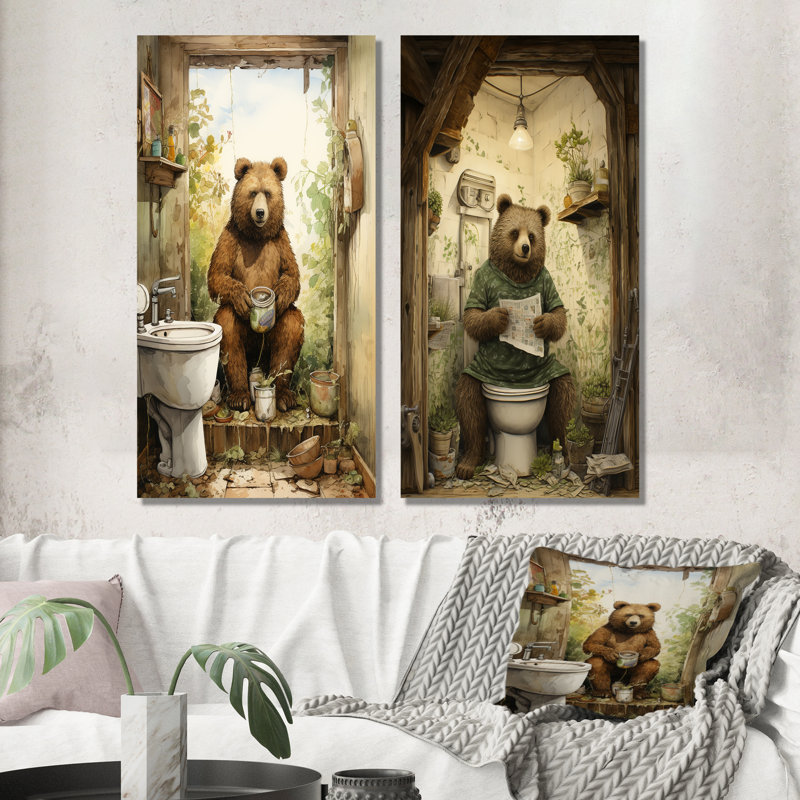 Ensemble de salle de bain Bears, H 28 po x l 25 po, Toile tendue