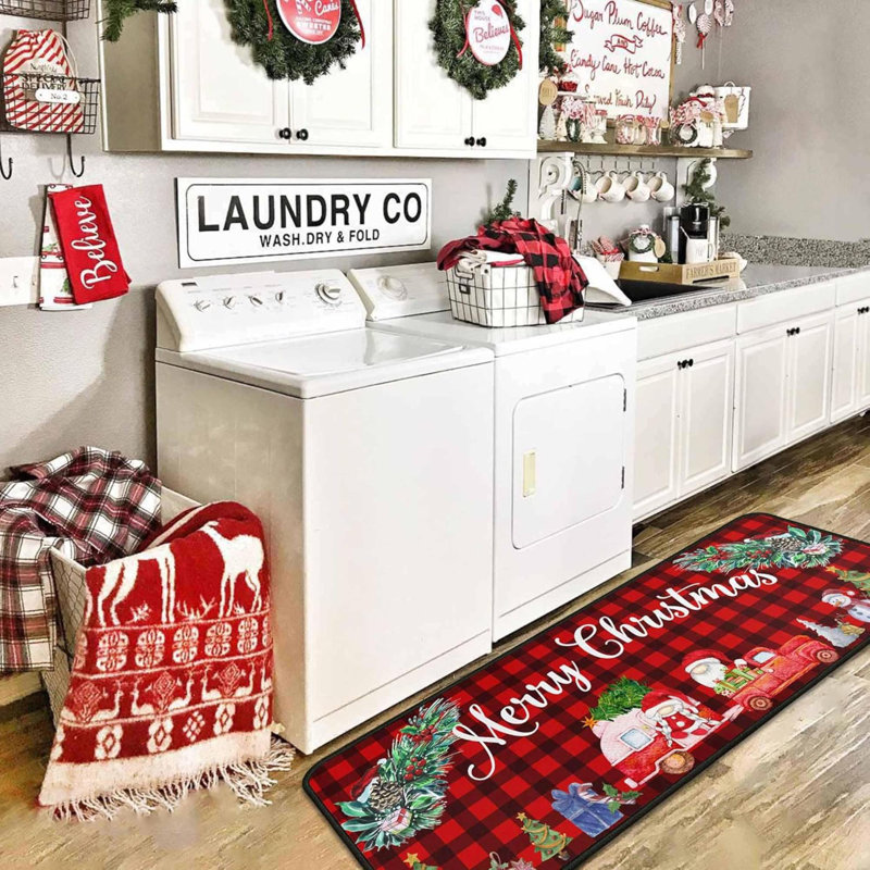 2 tapis de cuisine et tapis de Noël pour tapis de sol antidérapant Merry Christmas Kitchen Decor, Noël