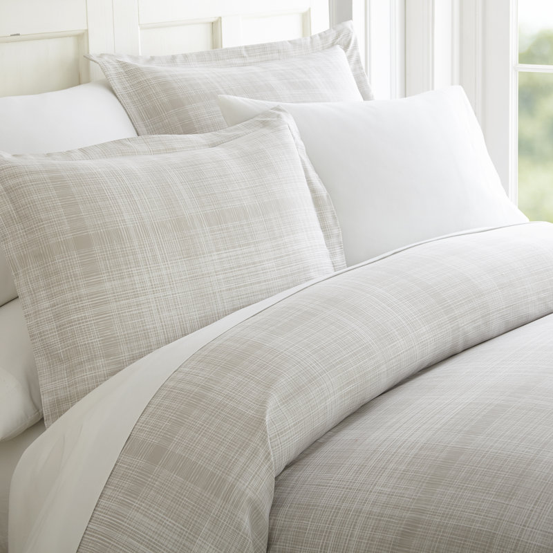 Gray Twin/Twin XL Microfiber Thatch Pattern Duvet Cover Set