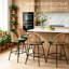 Tabouret de bar rotatif rembourré de style rotin avec support pour le dos-890003710