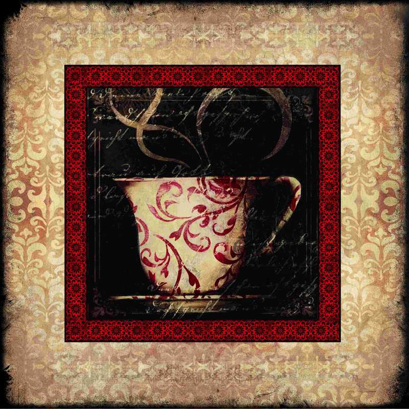 «Black and White Coffee Cups 2», impression sur toile tendue, L 12 po x H 12 po
