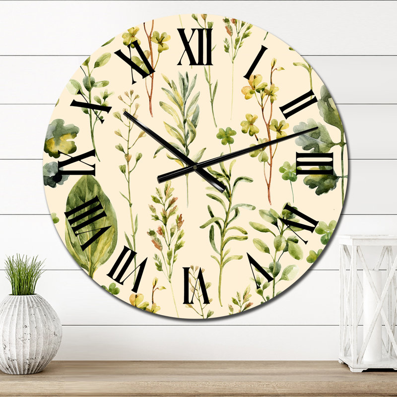 Horloge murale Meadow Weeds and Herbs II, Surdimensionné