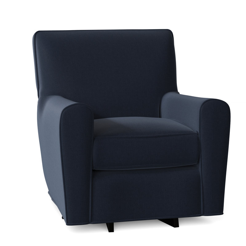 Venus Upholstered Swivel Armchair, No, Peyton Navy Performance Twill