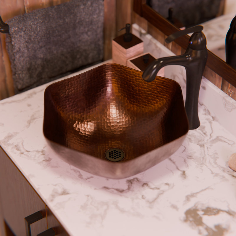 Novatto 16'' Copper Specialty Bathroom Sink, Antigua