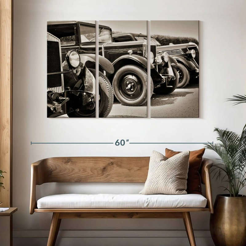 Mehar Monochromatic Antique Cars, 32" H x 50" W