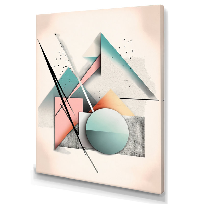 Mid Century Pastel Mountains III - impressions géométriques murales modernes, H 20 po x l 12 po x P 1 po, Toile tendue
