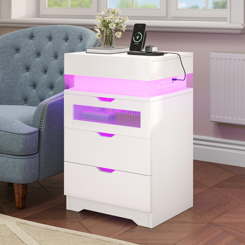 45cm W Manufactured Wood Bedside Table