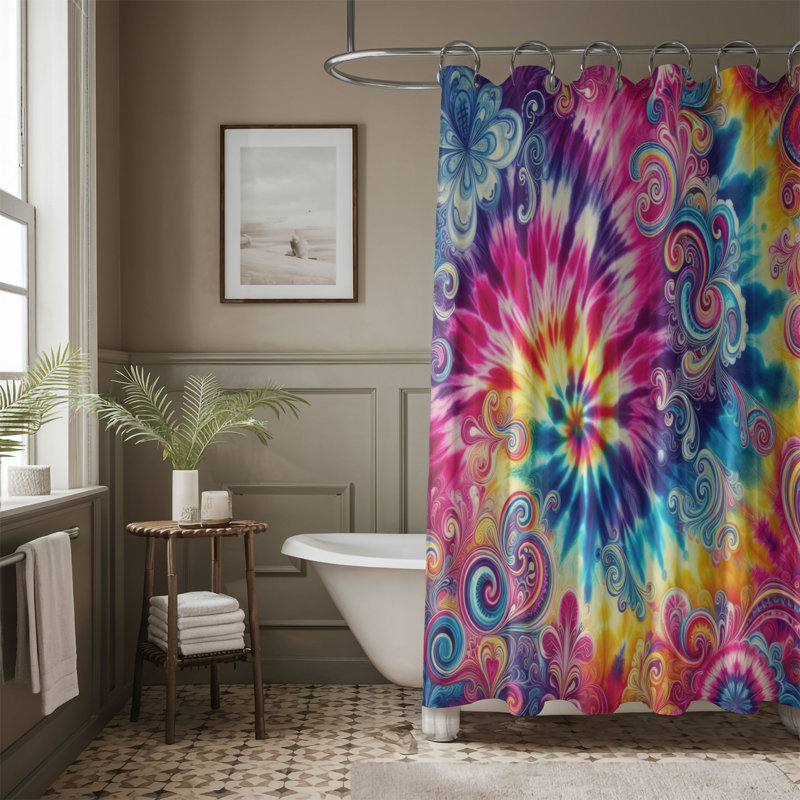 Rideau de douche 1 pièce Color Tie-Dye, H 74 po x l 71 po