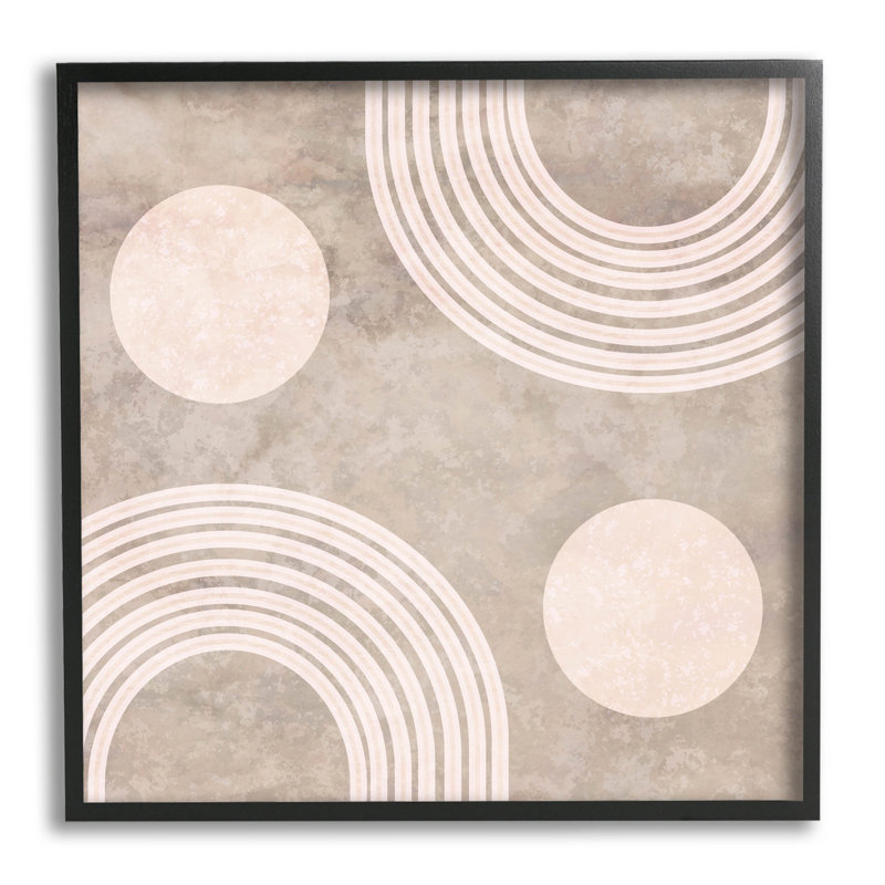 Beige arche de formes géométriques, estampe numérique encadrée par Lil 'Rue, H 17 po x l 17 po x P 1,5 po, Cadre noir