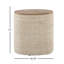 Repose-pieds de rangement en bois en laine tissée à la main beige et bois de manguier