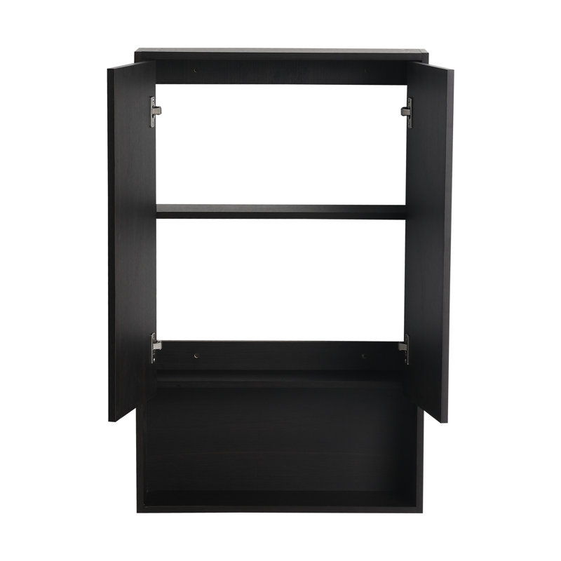 24" Floating Bathroom Storage With Soft Close Door And Shelf, 37.4" H x 23.33" W x 5.9" D, Black
