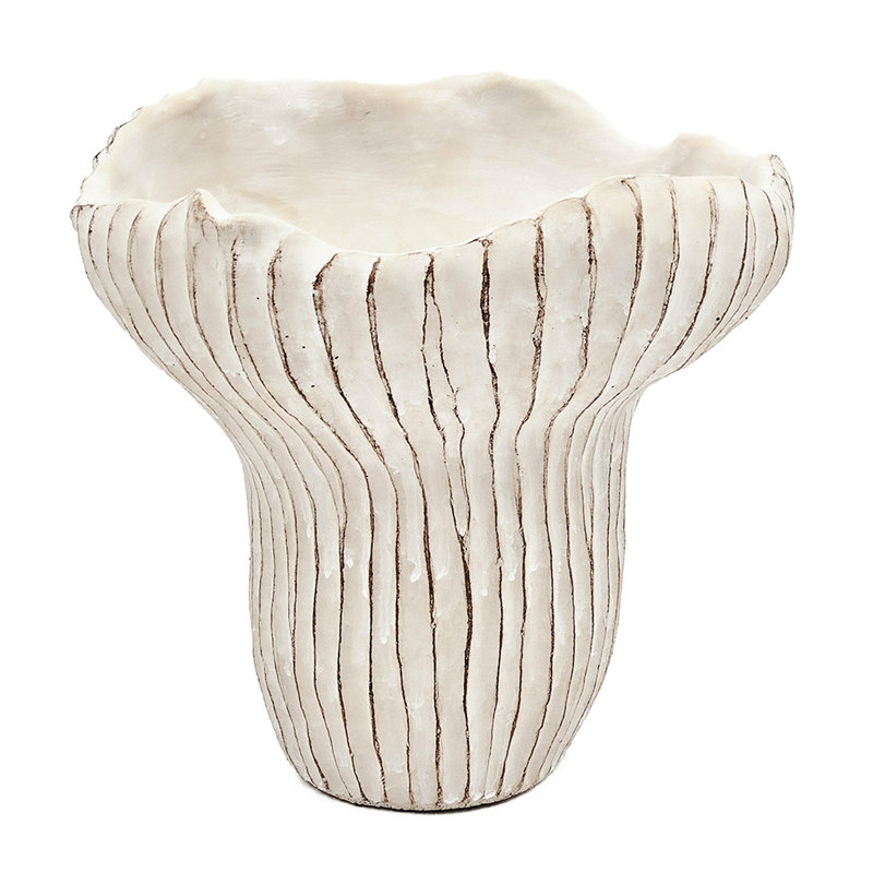 9.3X9x8.7 In Decorative Sand And Cement Coral Planter, Textured Beige Appearance, Vertical Ridged Style For Trailing Plants Display Home Weathered Color, Texture Succulents Interior