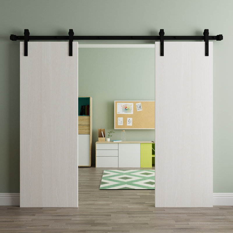 Porte de grange moderne - ESSENTIEL 8001 - Ensemble de quincaillerie lourde sur rail 6,6 pi - Portes intérieures à panneau plein