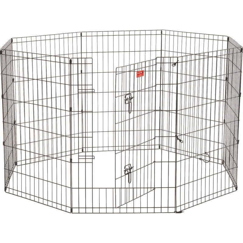 36-Inch Black Metal Foldable Pet Exercise Pen with Gate