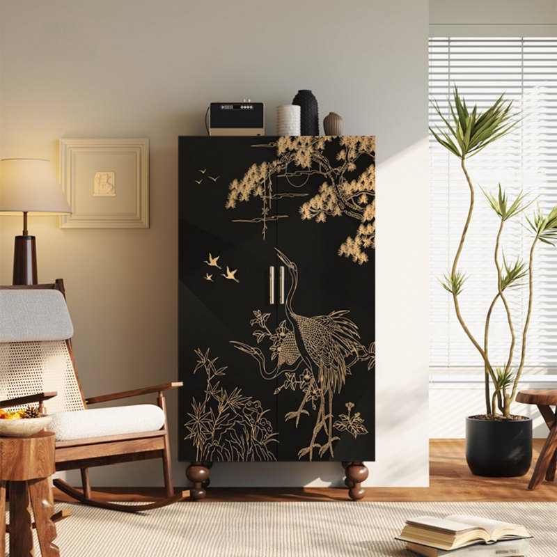 Armoire de rangement Vintage, Noyer / noir