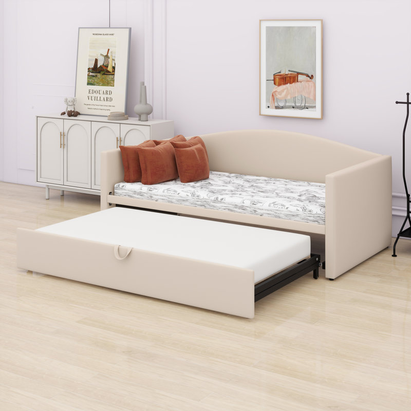 Lit de jour avec couchette extensible, Beige