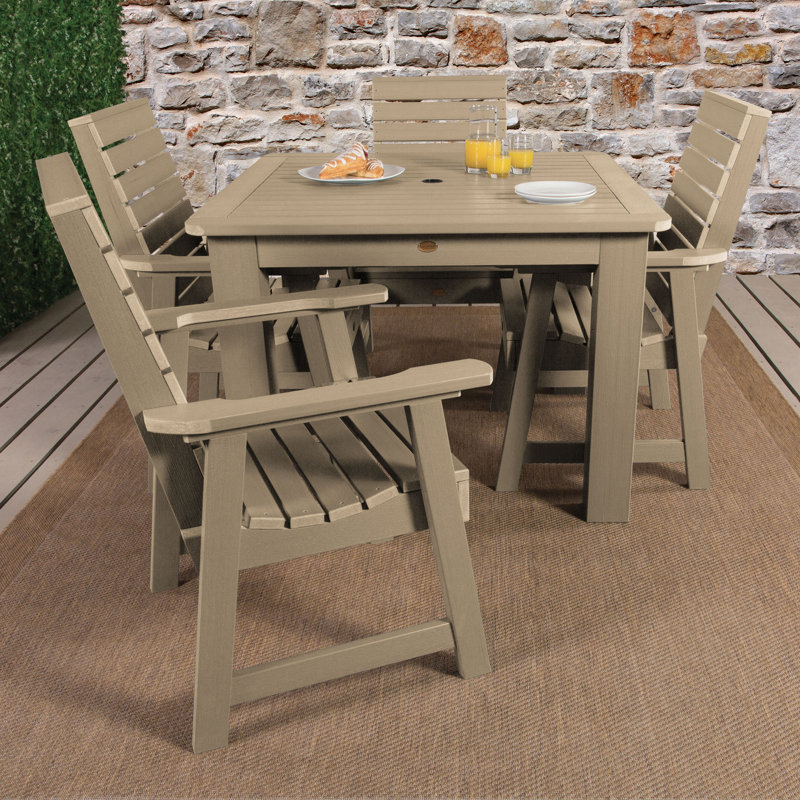Ensemble repas pour 4 personnes Moroney Square, Noir, H 36 po x l 42 po x P 42 po