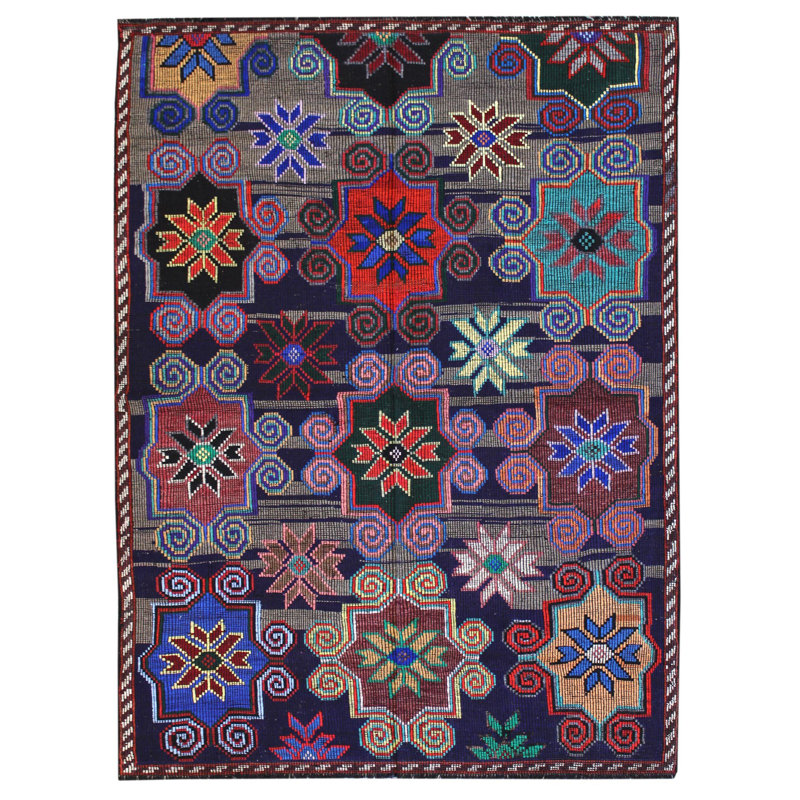 Tapis unique en laine noué à la main de style années 2000 de 7 pi 4 po x 9 pi 9 po Jijim
