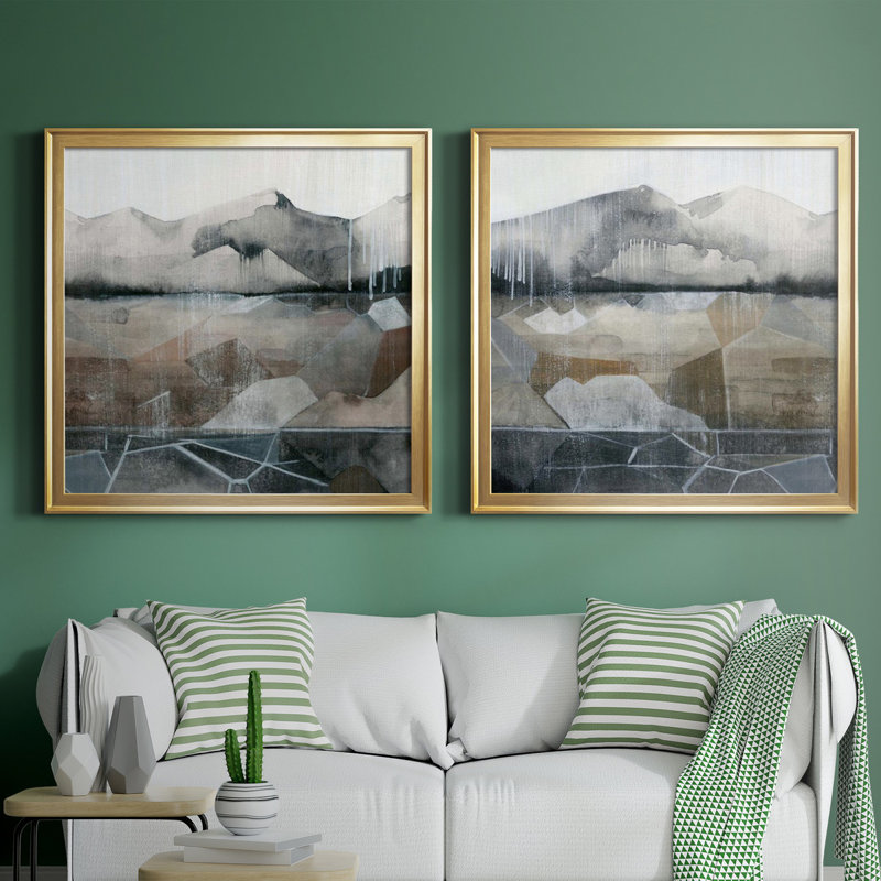 Valley Stormscape I - Valley Stormscape I - Ensemble de 2 cadres photo, H 26,5 po x l 53 po x P 1,5 po, Toile encadrée d'or