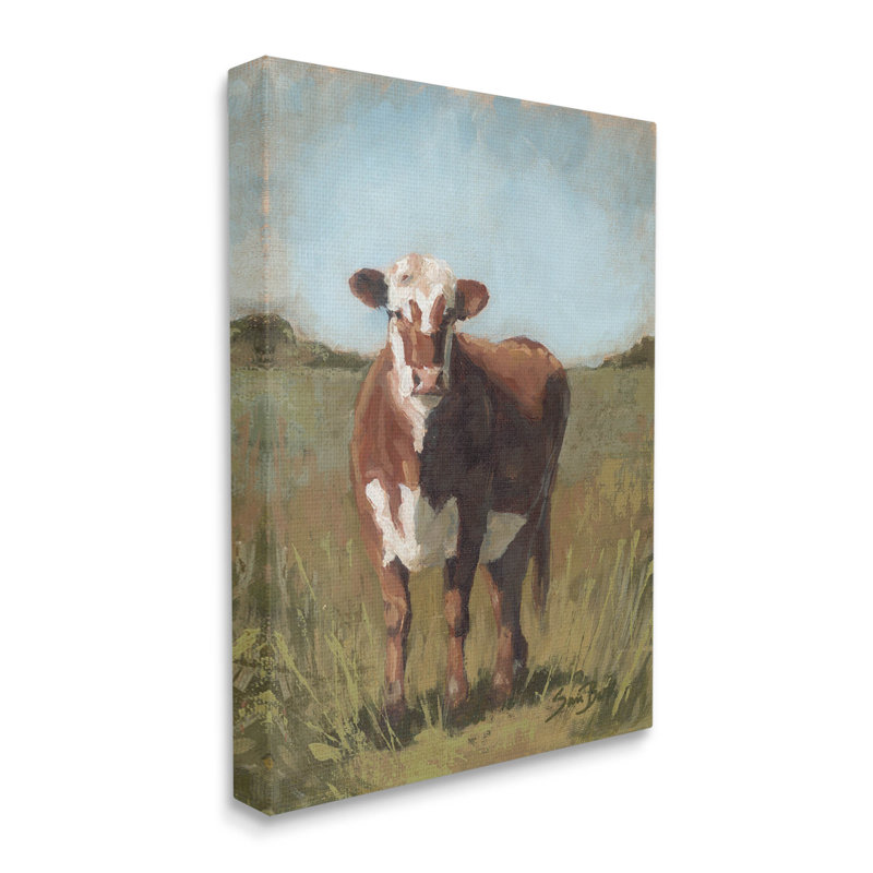 Art mural sur toile "Bovins de campagne" par Sara Baker, H 20 po x l 16 po x P 1,5 po