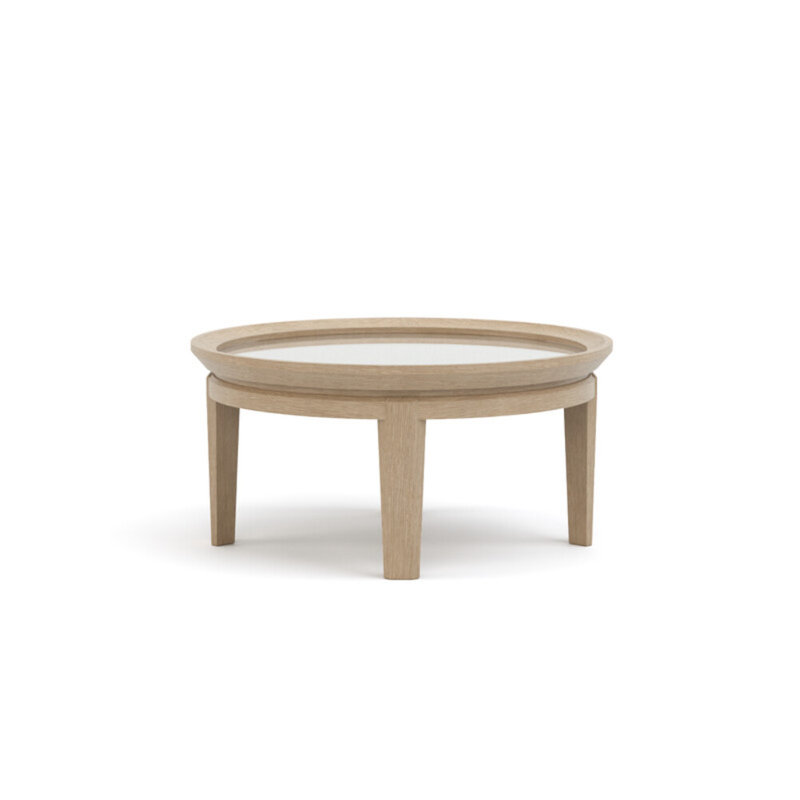 Maidstone Glass Coffee Table, 14" H x 28" L x 28" W, Sandbank