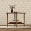 Table basse Mid-Century Petal avec tablette en rotin et verre craquelé