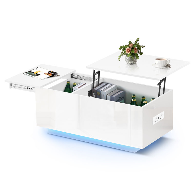 Coffee Table with Storage, White