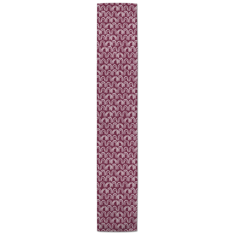 Maribeth Geometric Table Runner, 72" x 16", Burgundy, Geometric 2