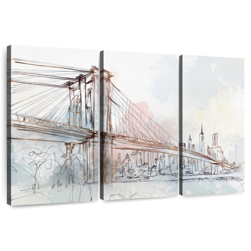 Lilie rougissant au pont de Brooklyn, H 48 po x l 74 po