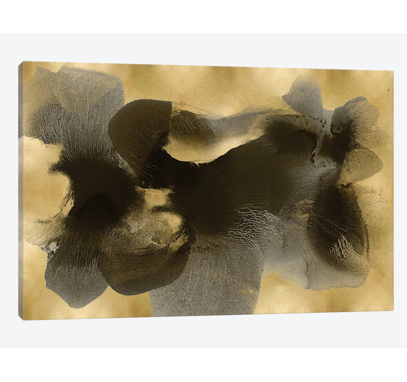 «Black on Gold I», reproduction sur toile, H 40 po x l 60 po x P 1,5 po, Toile tendue, Pas de tapis