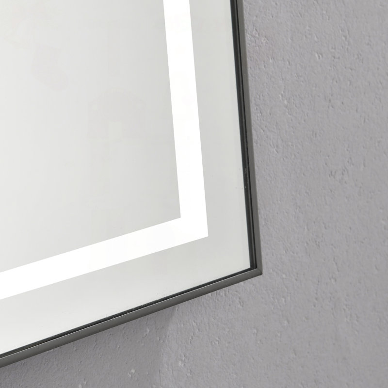 Miroir de salle de bain à DEL avec cadre en aluminium et antibuée, 48 po x 24 po