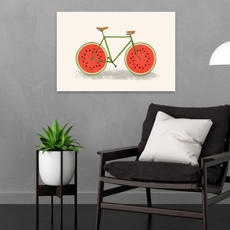 Watermelon, impression d'art mural contemporain bicyclette, H 16 po x l 24 po
