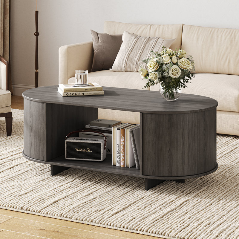 Table basse 41,3 "ovale avec tablette de rangement