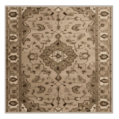 Machine Washable Tabriz Brown Area Rug