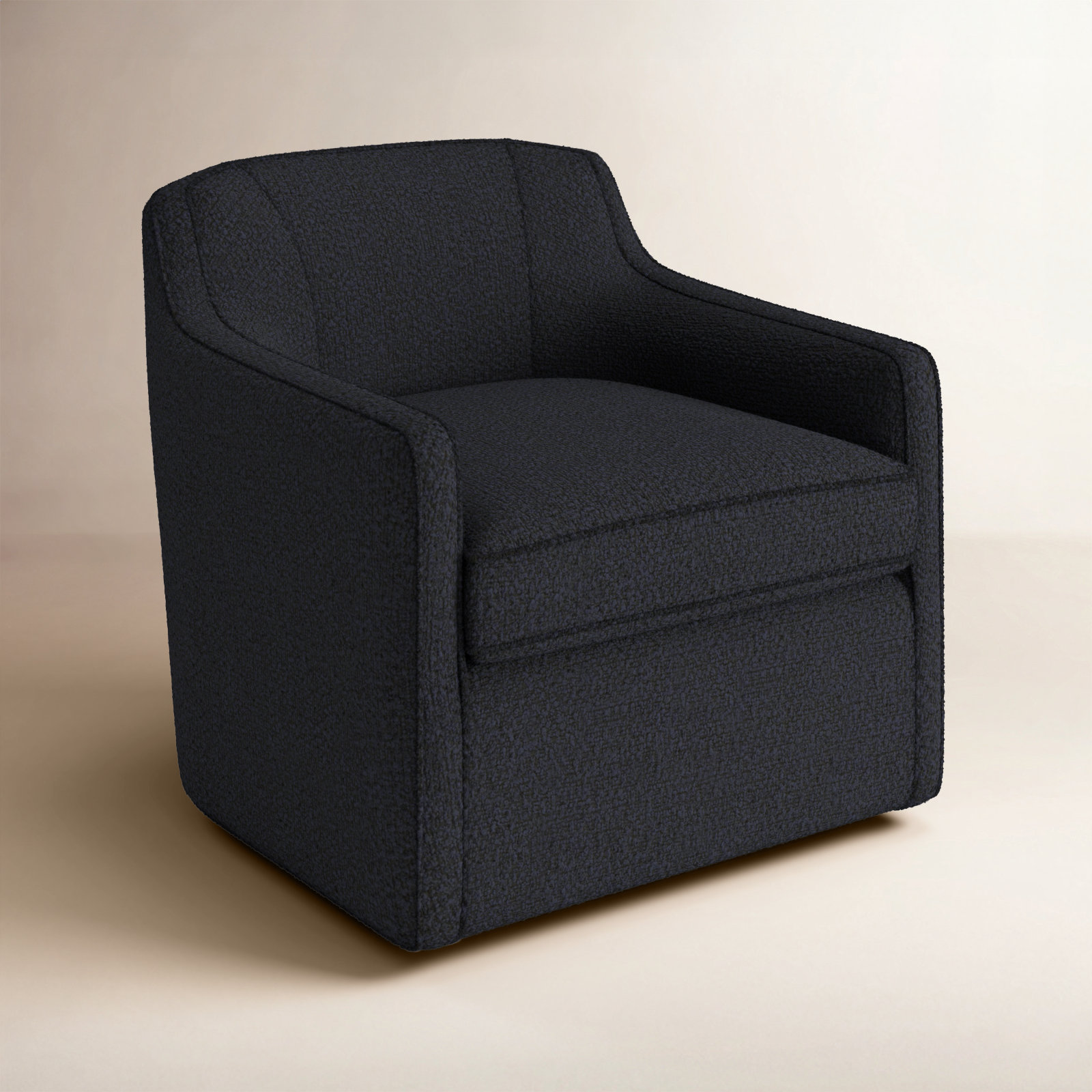 Marietta Upholstered Swivel Armchair, Davis Ink Performance Bouclé