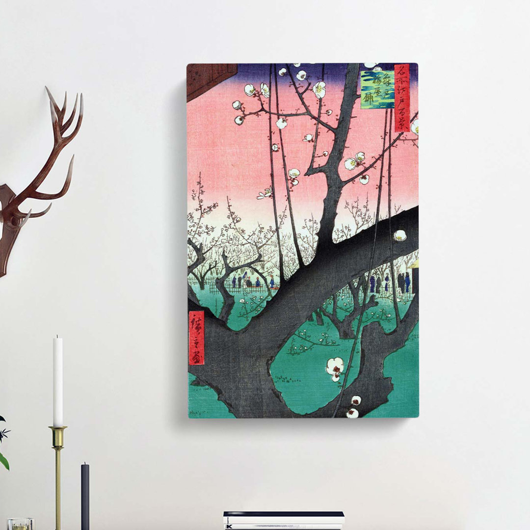 Plum Garden In Kameido by Utagawa Hiroshige - Wrapped Canvas