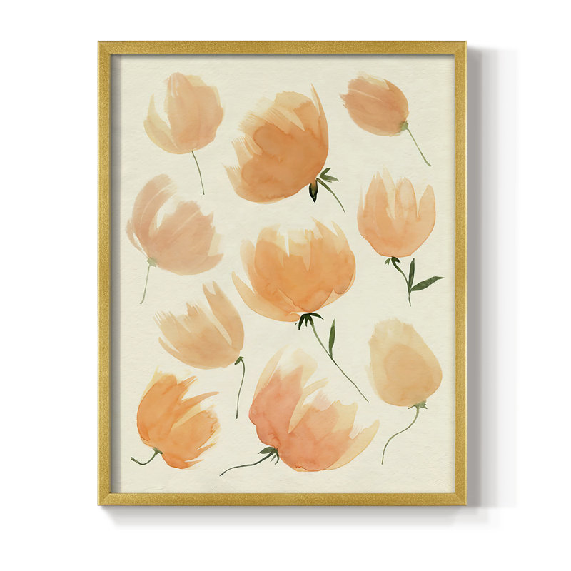 Fallen Flowers I Framed Print - Solid Wood, Gold, 14" H x 11" W