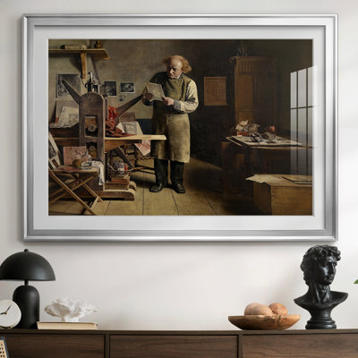 The Engraver (De graveur) - Henri de Braekeleer - reproduction encadrée avec passe-partout et verre - c. Fin du 19e siècle